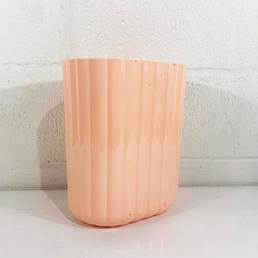 Vintage Powder Pink Waste Basket Bathroom Trash Can Retro Storage Plastic Office Crafts Retro Home Boho Prop Movie TV 