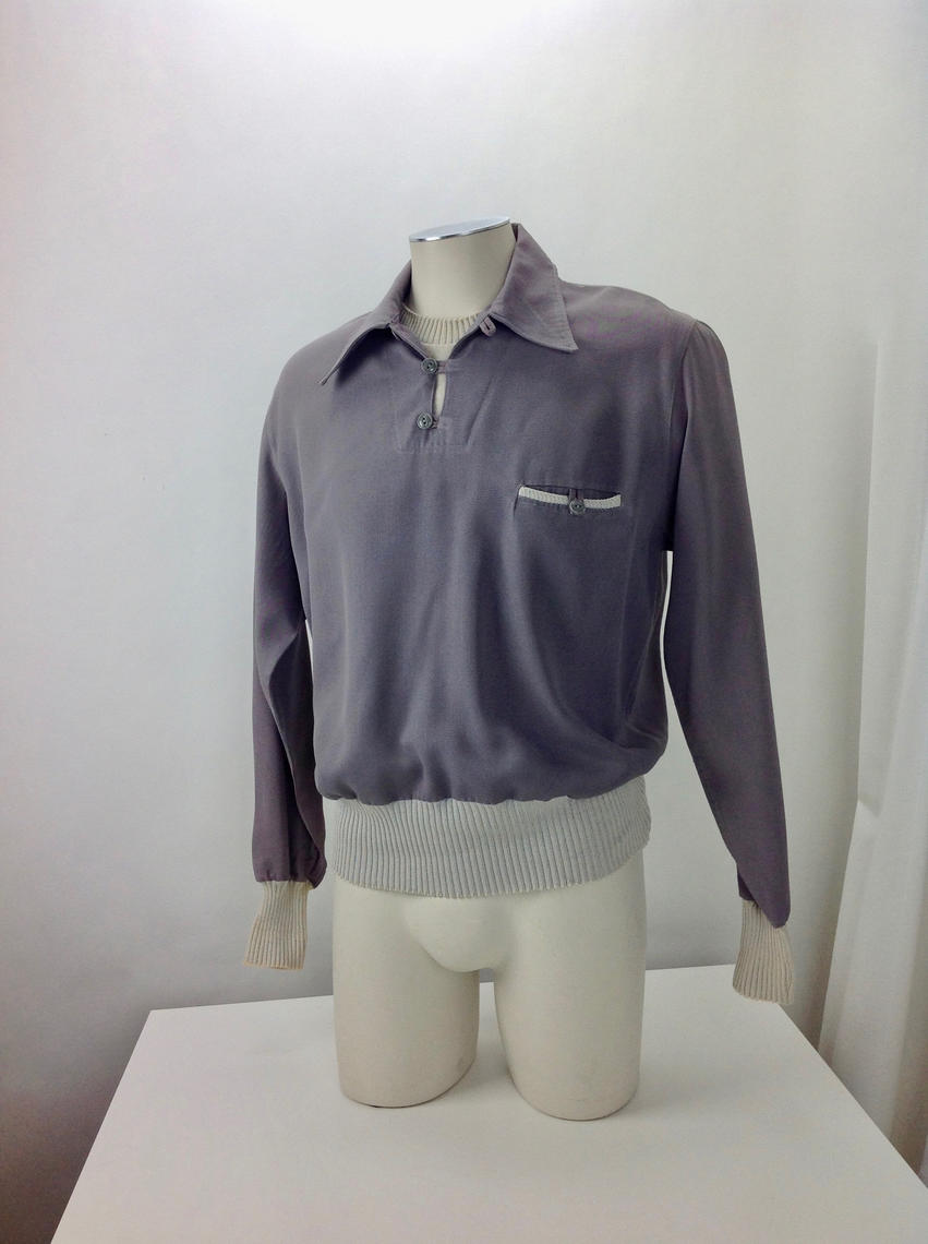 1940'S Gaucho Shirt / Rayon GABARDINE / Two-Tone / Dickie