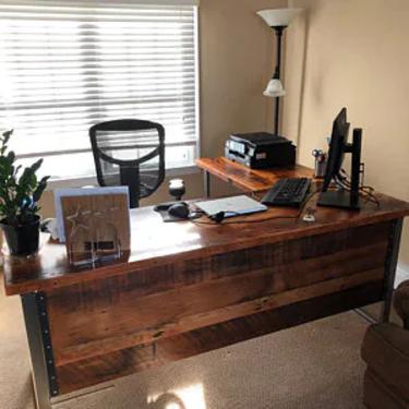 L Shaped Desk. Desk With Modesty Panel. Desk With Privacy Wall. Industrial Desk. Reclaimed Wood Desk. Office Desk. Corner Desk. Rustic Desk. 