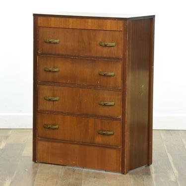 Antique Tall Dresser W Ribbed Trim