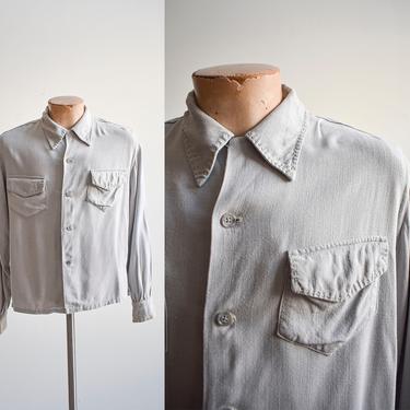 Gray Mens 1940s Gabardine Shirt 