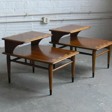 Mid Century Modern Lane Acclaim Two Tier End/Side Tables (Set of 2) 