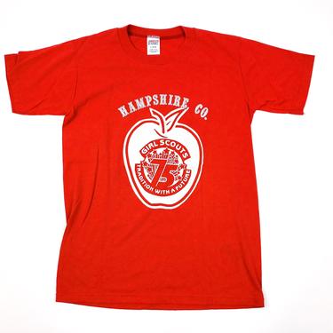 80s Vintage Girl Scouts T Shirt Hampshire Co. 75th Anniversary Apple Logo Jerzees 