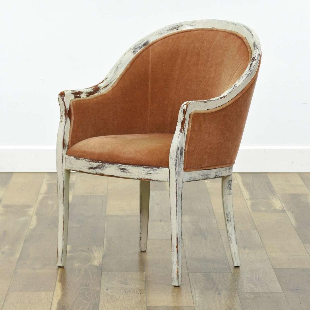 White Washed Shabby Chic Barrel Back Armchair Loveseat (San Diego