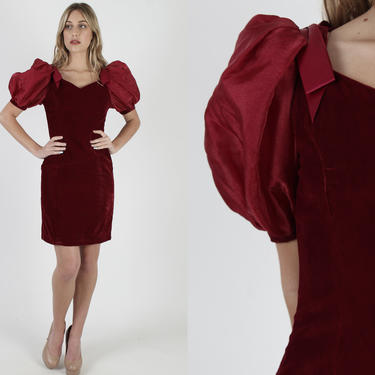 Ruby Red Puff Sleeve Party Mini Dress