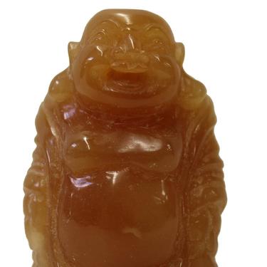 Chinese Golden Yellow Soap Stone Carved Small Happy Buddha Figure Art cs2914E 