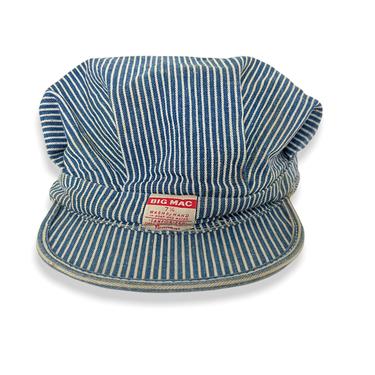 Vintage 1950s/1960s PENNEYS BIG MAC Engineer Cap ~ size 7 1/4 ~ Railroad ~ Hickory Stripe ~ Work Wear ~ Sanforized 