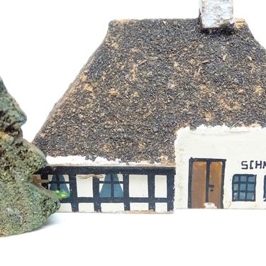 Vintage Toy German Schmiede House with Tree, Hand Made of Wood and Hand Painted Blacksmith,  Antique Erzgebirge Toys 