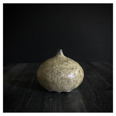 SHIPS NOW- stoneware Droplet vase in yellow speckled glaze by Sara Paloma Pottery. 