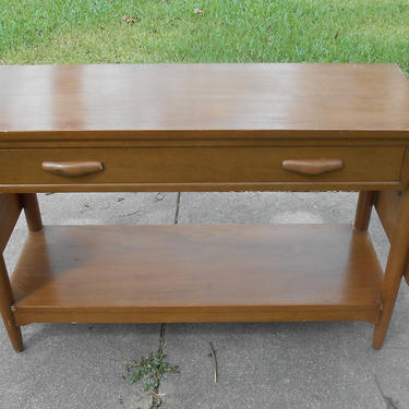 Vintage Mid Century Modern Contemporary Drop Leaf Console Table Entryway Foyer Table Shelf Buffet Atomic Age Wood Furniture Danish Modern 