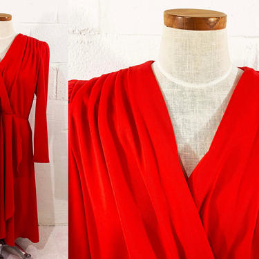 50s Lipstick Red Strapless Pleated Chiffon Bombshell Party Dress