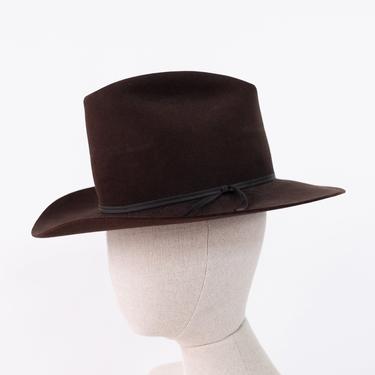 Vintage 70s WESTERN Dark Chocolate Brown High Crown Western Wide Brim Hat | Size 6 7/8 | Prairie, Cowgirl, Bohemian | 1970s Boho Cowboy Hat 