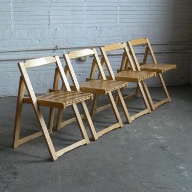 Danish Inspired Folding Dining Chairs Attributed to Aldo Jacober (Set of 4) 
