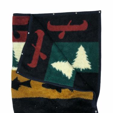 Vintage Biederlack Sleeping Bag Throw Blanket Canoe Camping Lodge Detail 