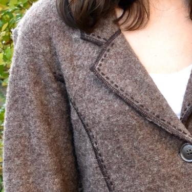 Vintage Carol Little Wool Jacket - Brown Wool Size Large Wool Jacket - Vintage Women's Jacket Fashion | FREE SHIPPING 