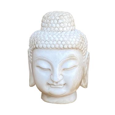 Chinese Oriental White Marble Stone Carved Buddha Head Figure cs7216E 