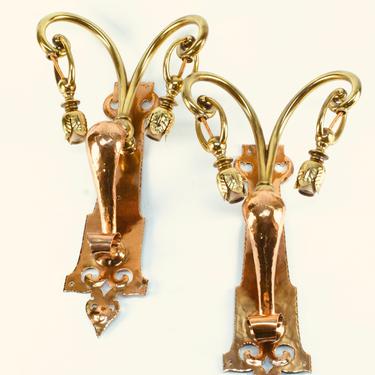 Handmade Arts and Crafts Brass and Copper Art Nouveau Wall Sconces in style of WAS Benson #2059  SHIPPING INCLUDED 
