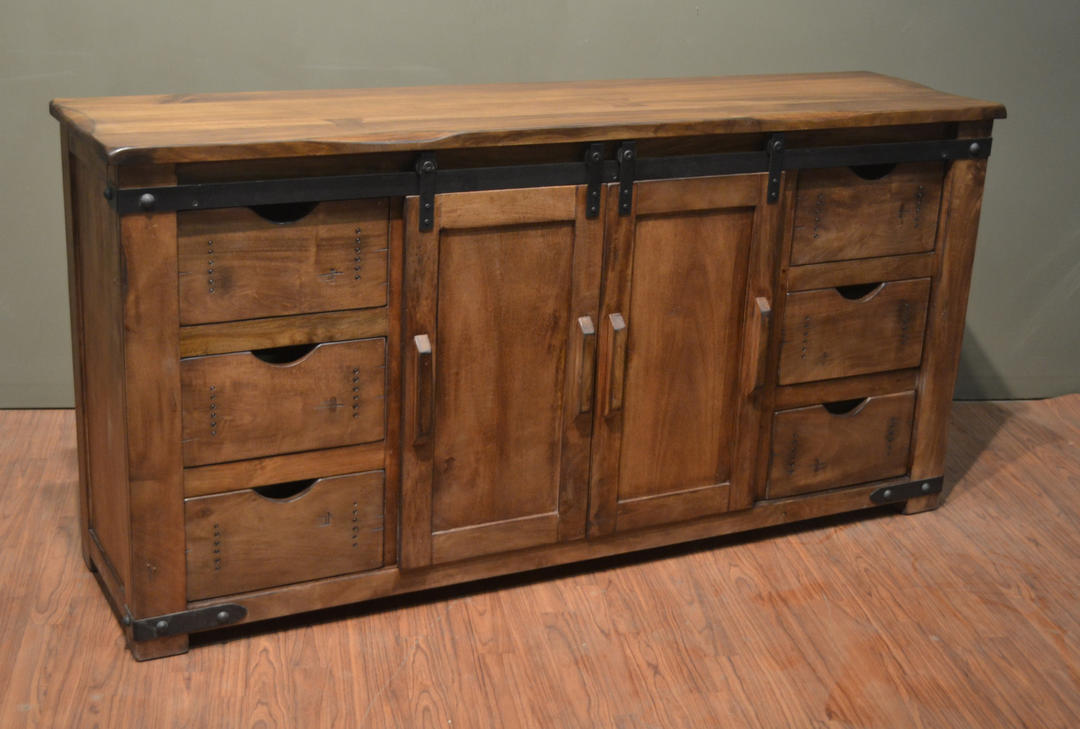 Rustic Solid Wood 70 inches Media Console, Sideboard Rustic Shop Chicago, IL