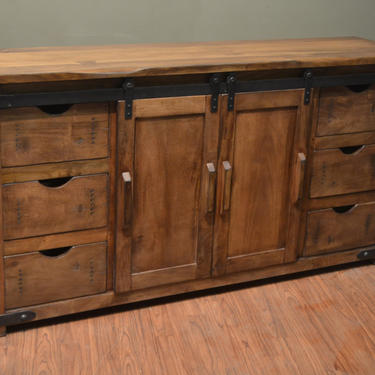 Rustic Solid Wood 70 inches Media Console, Sideboard 