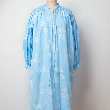 1970s Balloon Sleeve Batik Dress 