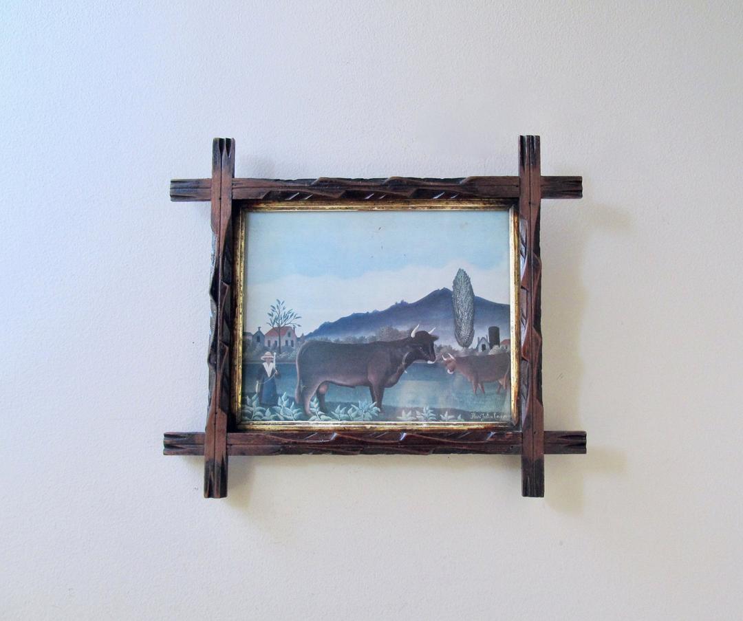 1940's vintage tramp art hand carved wood frame Henri Rousseau's | Ione ...