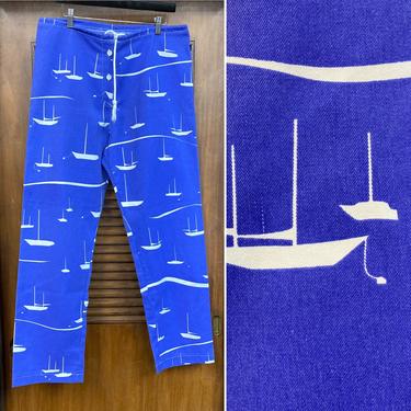 Vintage 1980’s “Michigan Rag” Nautical Sailboat Drawstring Pants, 80’s New Wave, 80’s trousers, Vintage Pants, Vintage Clothing 