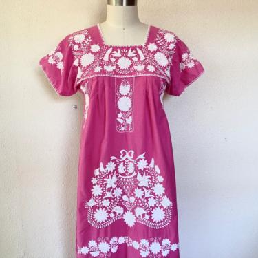 1970s Pink Mexican Oaxacan dress 