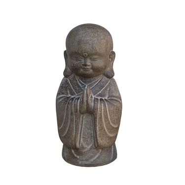 Chinese Oriental Stone Zen Garden Small Lohon Monk Arhat Figure cs7166E 