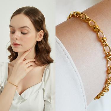 Madison gold bracelet, gold rolo link chain bracelet, gold link bracelet, gold plated, gold chain bracelet, gift for her, women bracelet 