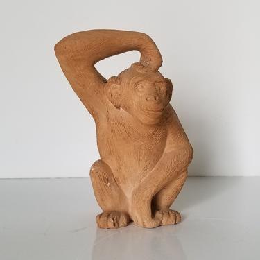 Vintage Handmade Art Pottery Monkey Figurine. 