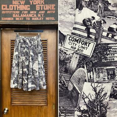Vintage 1950’s Cowboy Western Photo Print Cotton Rockabilly Skirt, Vintage Photo Print, 1950s Skirt, Rockabilly, Western Print, Cowboy Print 