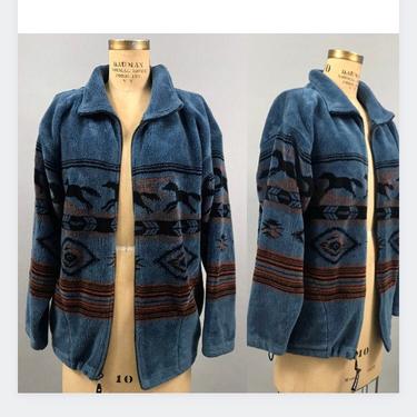 1990's Western Fleece Zip Up Sweatshirt 