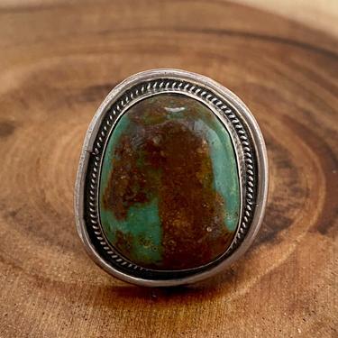 STONE IN LOVE Chimney Butte Sterling Silver and Green Turquoise Ring | Native American Navajo Style Jewelry | Southwest Boho | Size 7 