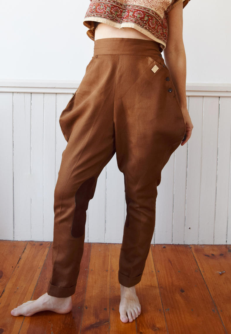 1940s Jodhpur Style Riding Breeches by Champ | Vintage 40s Brown