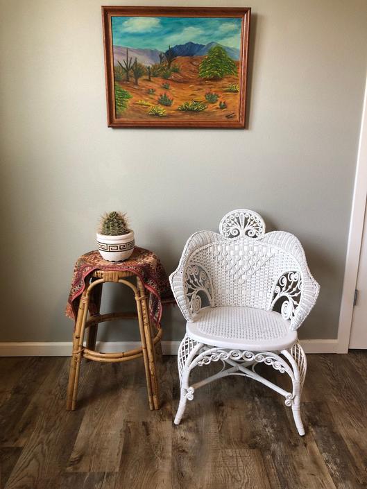 Vintage Woven Wicker And Cane Peacock Style Chair By