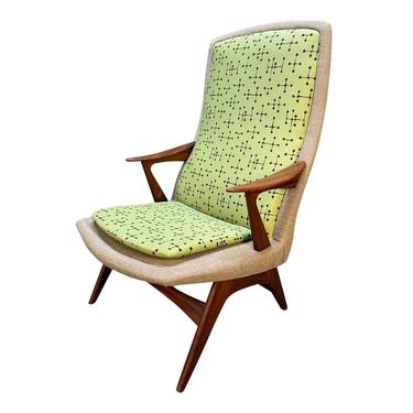 Vintage Scandinavian Mid Century Modern Teak Lounge Chair by Hjelle Mobelfabrik 