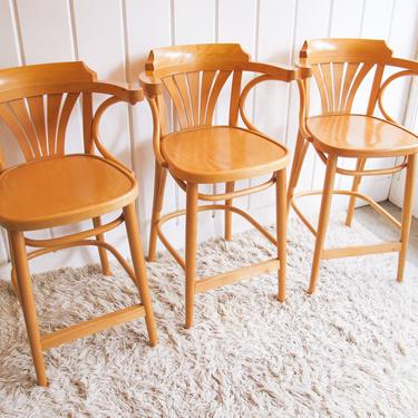 Vintage Thonet Style Barstools  with Bentwood Frames (Set of 2 or 3) 