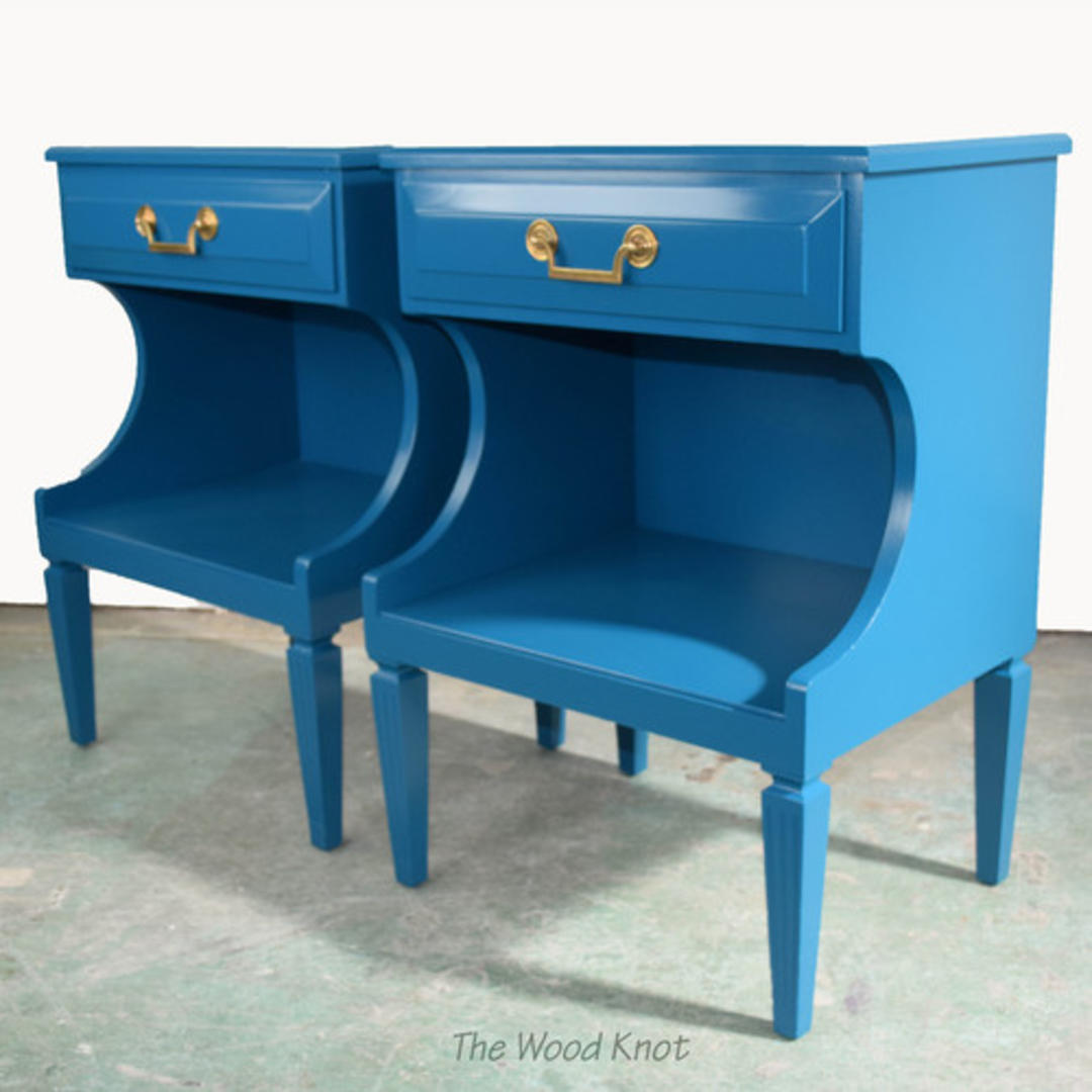 Italian Baroque Style Teal Blue Side Tables The Wood Knot Concord, CA