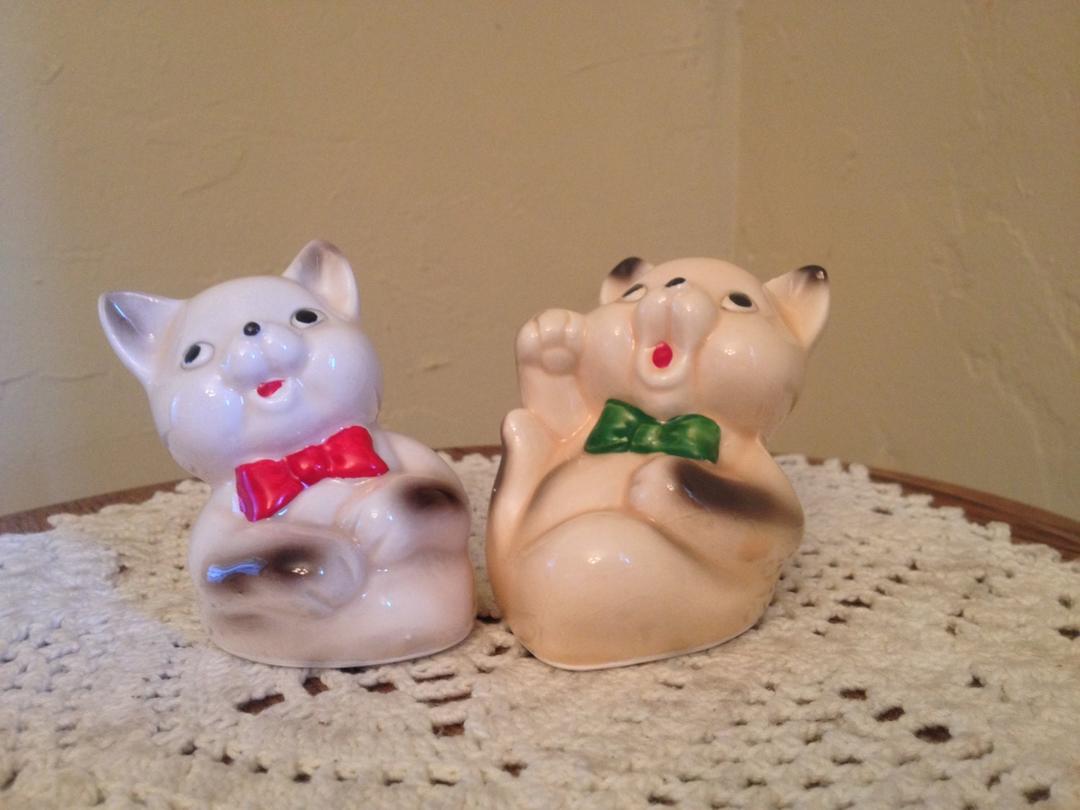 Vintage c.a. Pottery Salt & Pepper Shakers With Red Handpainted Poppies- a  Pair