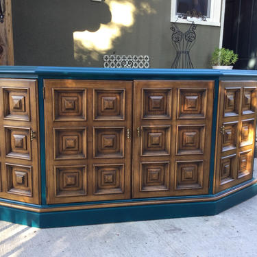 SOLD Retro Teal Drexel Buffet Cabinet by CalVintageDesigns