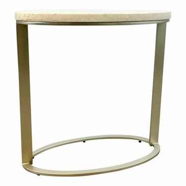 Caracole Modern Beige Stone Oval Side Table