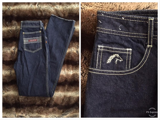 Vintage 1980s Jordache Dark Denim Jeans Horse Head Logo Straight