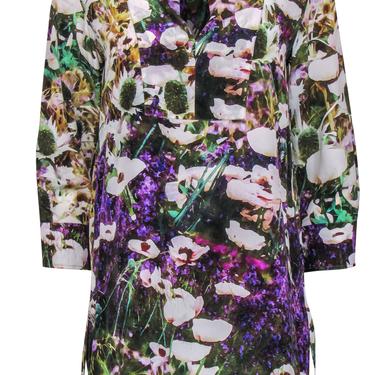 Max Mara - Floral Field Printed Silk Tunic-Style Blouse Sz M