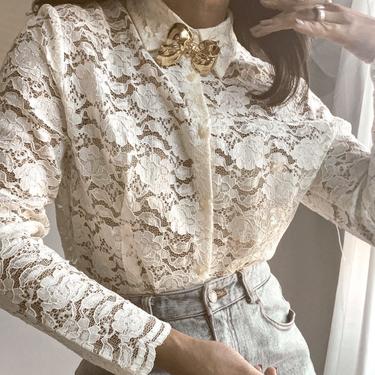 vintage tailored lace romantic blouse 