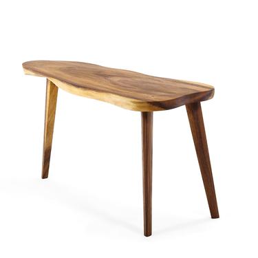 Mid Century Modern Monkey Pod Wood Slab Coffee / End Table 