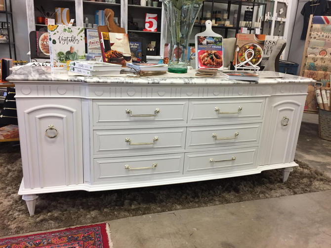 Marble Top White Dresser 2/20 by StylishPatina from Stylish Patina of