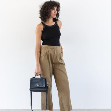 Vintage 28 29 30 High Waist Khaki Twill Chinos | Pleat Pant Beige Workwear Trouser | Made in USA | K041 