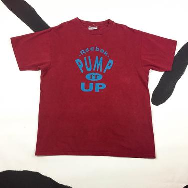 90s Reebok Pump It Up Burgundy and Blue T Shirt / Reebok Sport / XL / Shaq / Pumps / Basketball / Juice / Cena / 90s Hip Hop / Sporty / 