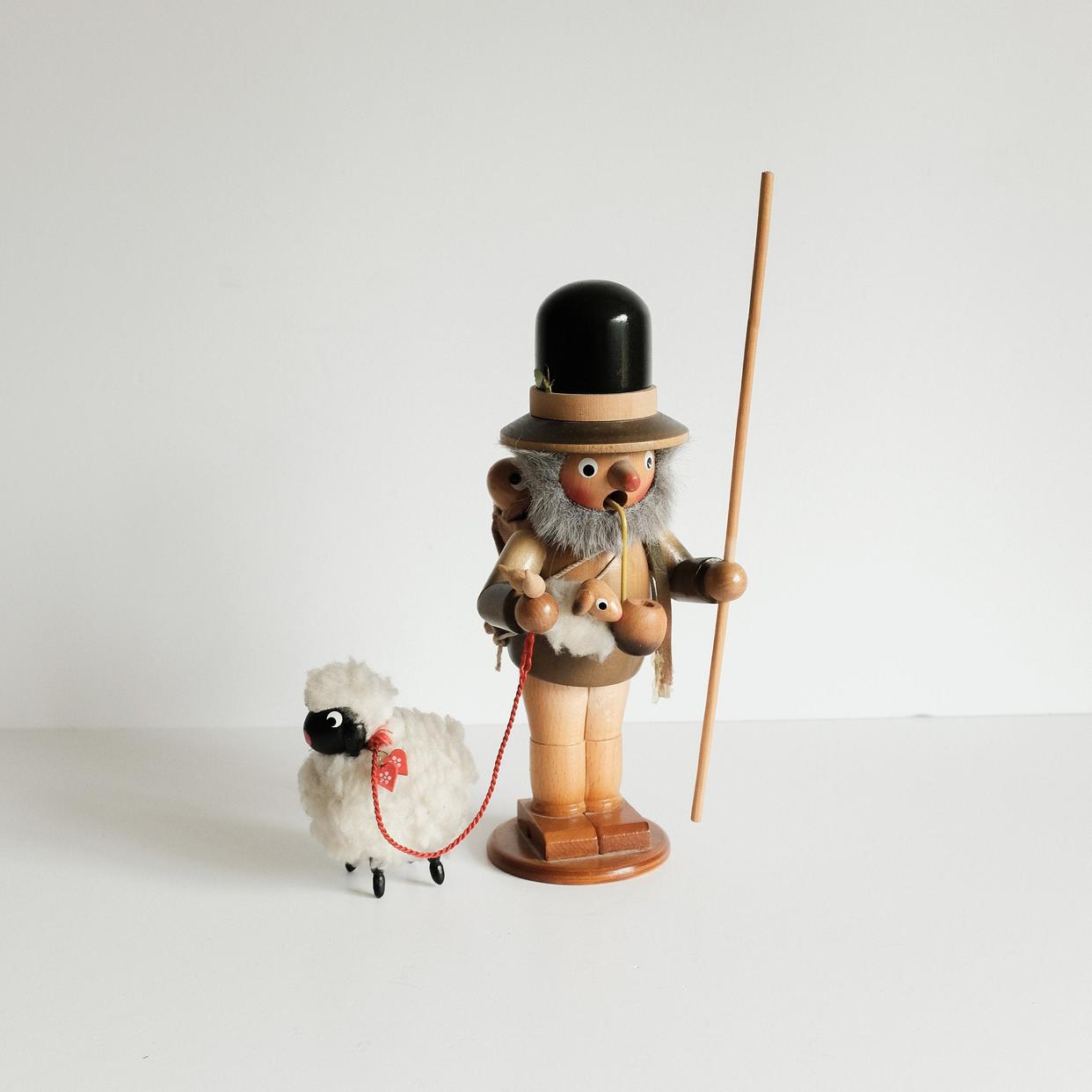 German Wood Figurine / Incense burner / Sheep hurder | Microscope ...