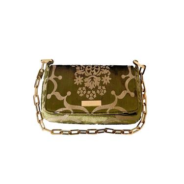 Gucci Olive Velvet Brocade Mini Shoulder Bag